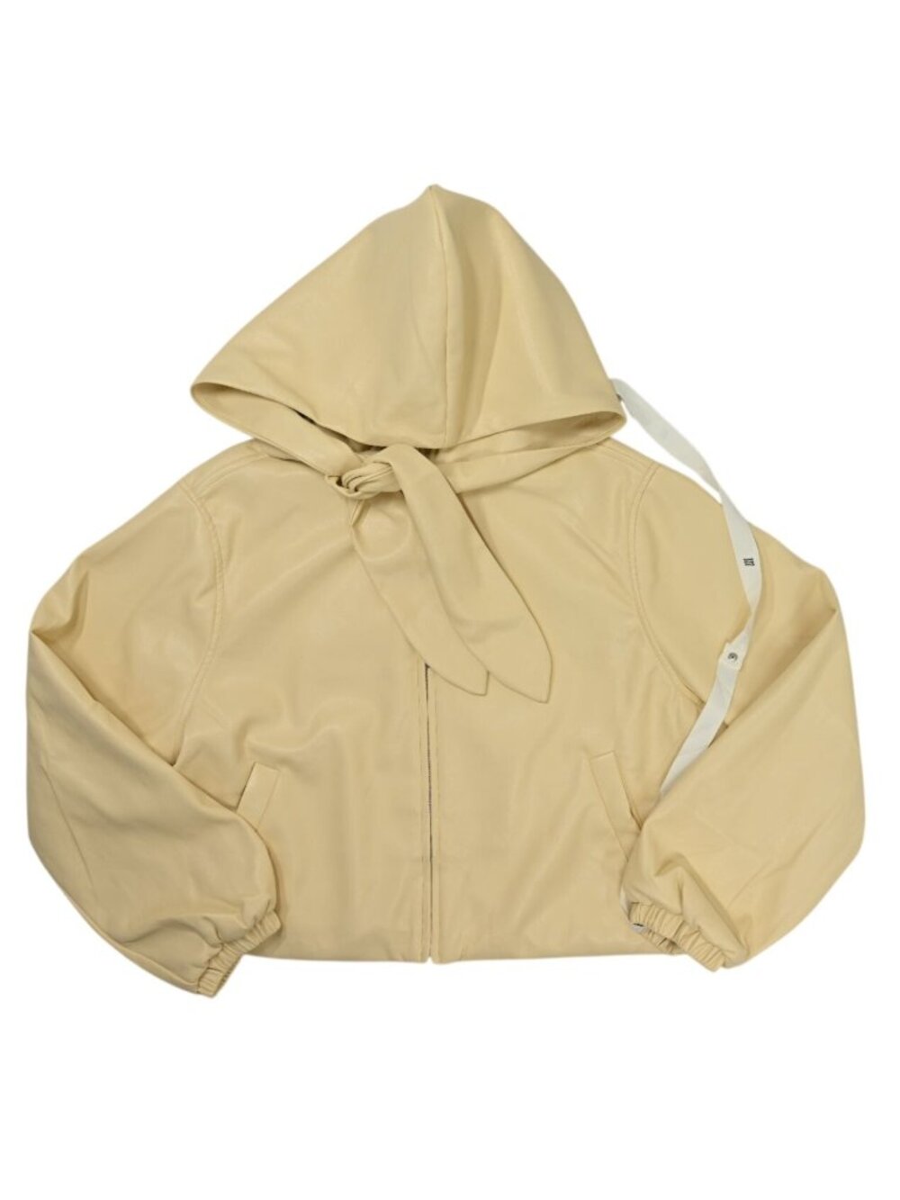 Maebe Faux Leather Hooded Jacket in Buttercream